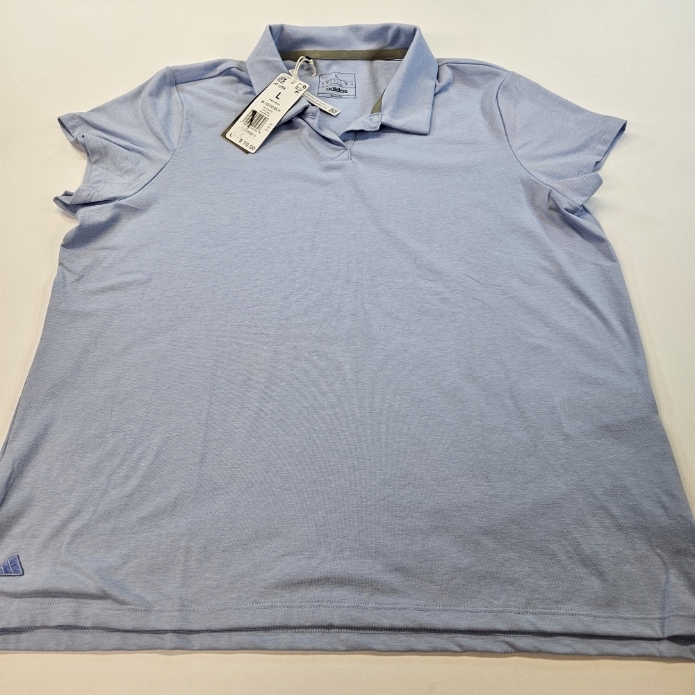 adidas Women's Go-to Heathered Golf Polo Shirt Blue Large NWT $70